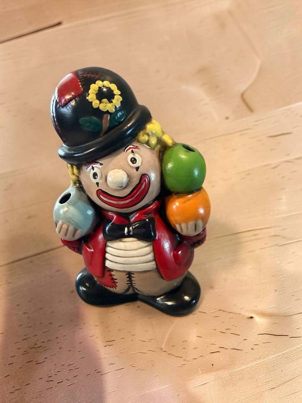 Vintage Hobo Clown Chalkware Figurine Juggling Balls